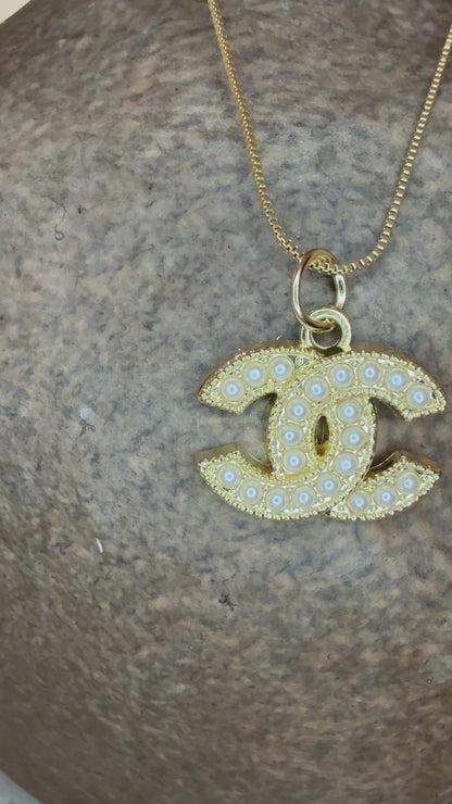 Chanel Pearl CC Pendant Necklace in Gold